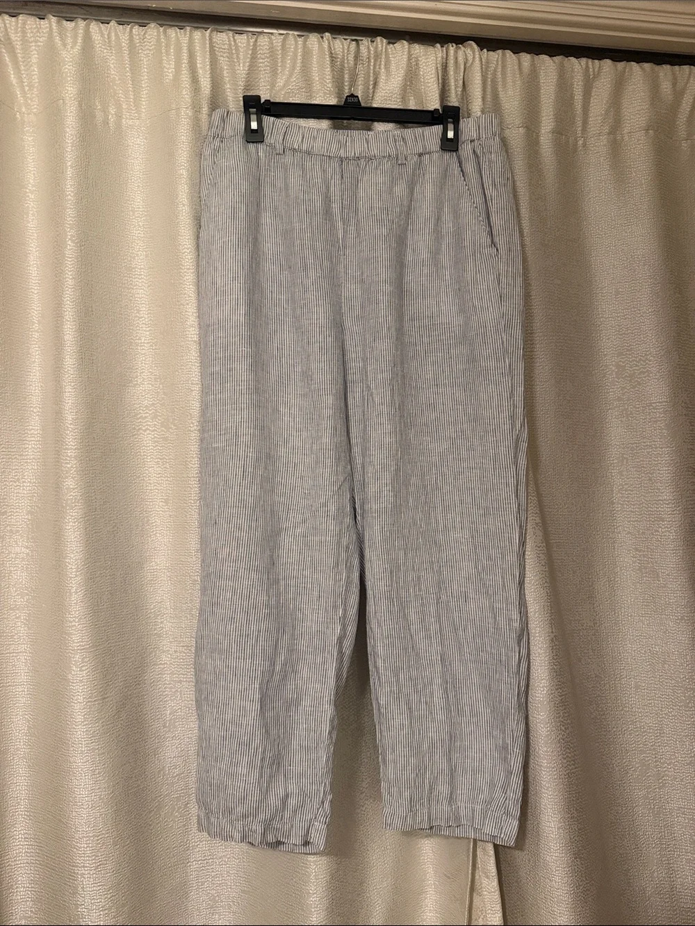 Quince 100% European Linen Blue Pinstripe Pants